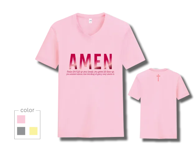 V領AMEN短袖T恤