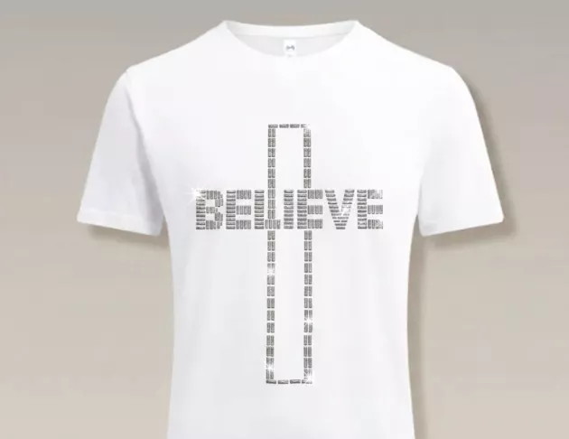 BELIEVE十字架(銀灰龐克釘貼)