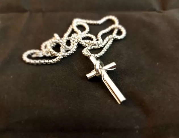 鈦鋼圓環十字架項鍊-鋼