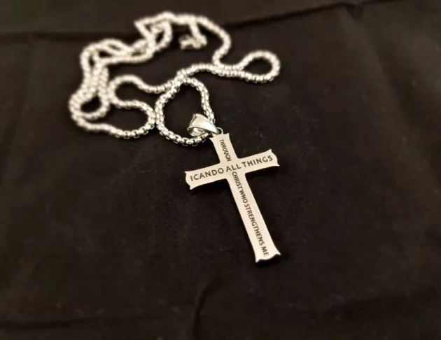 歐美時尚個性經文十字架項鍊