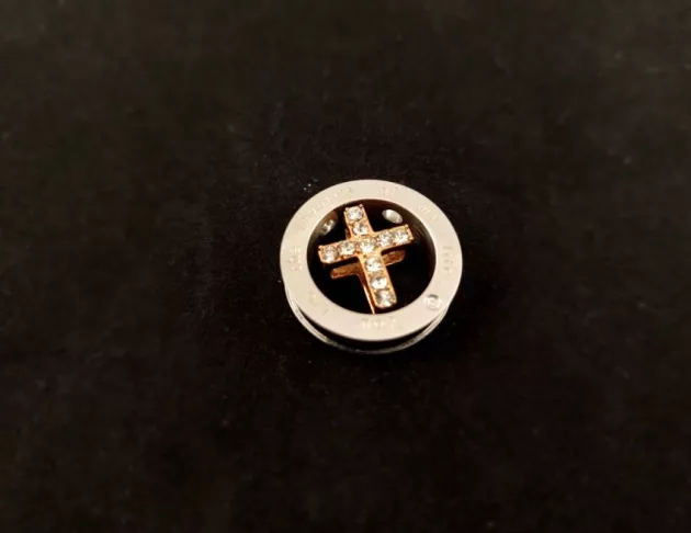 圓圈迷你十字架鑲鑽項鍊-全鑽 