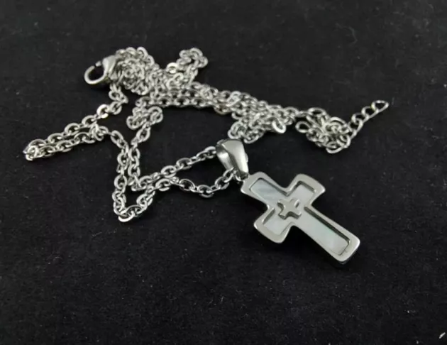 天然貝殼十字架項鍊-小