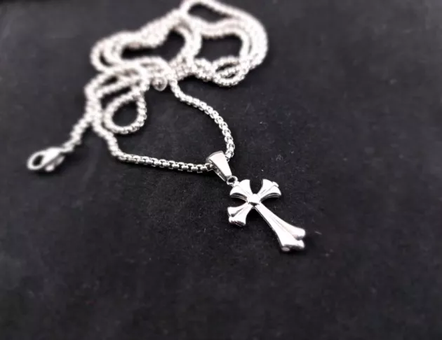 簡約條紋十字架項鍊